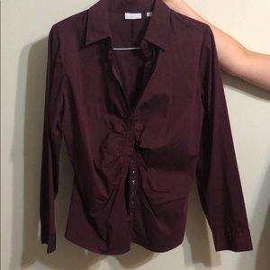 Women’s Fitted Maroon New York & Co Blouse